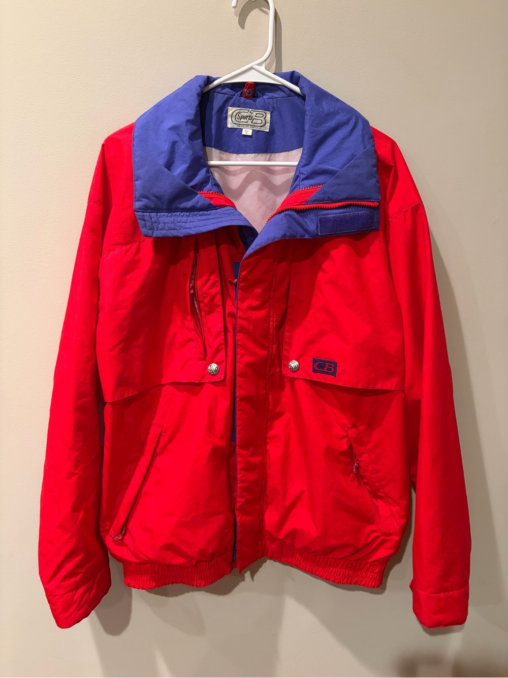 CB Red Bomber Jacket with Blue Contrast Collar